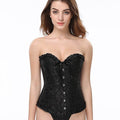 Curvy Satin Jacquard Corset - Black