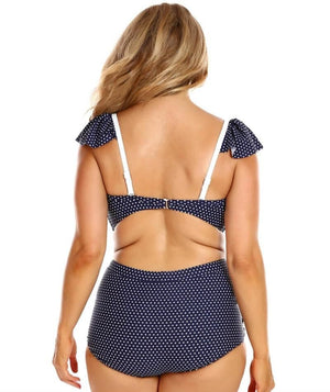thumbnailCapriosca Frilled Bandeau DD-E Cup Bikini Top - Navy and White Dots Swim 