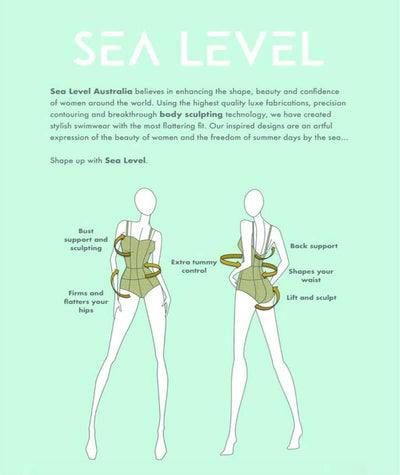 Sea Level Essentials Short Sleeved B-E Cup Rash Vest - Full Zipper - Night Sky Navy Swim