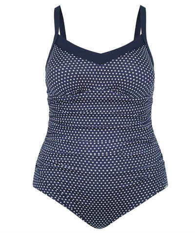 Capriosca Chlorine Resistant Underwire One Piece Swimsuit - Navy & White Dots Swim