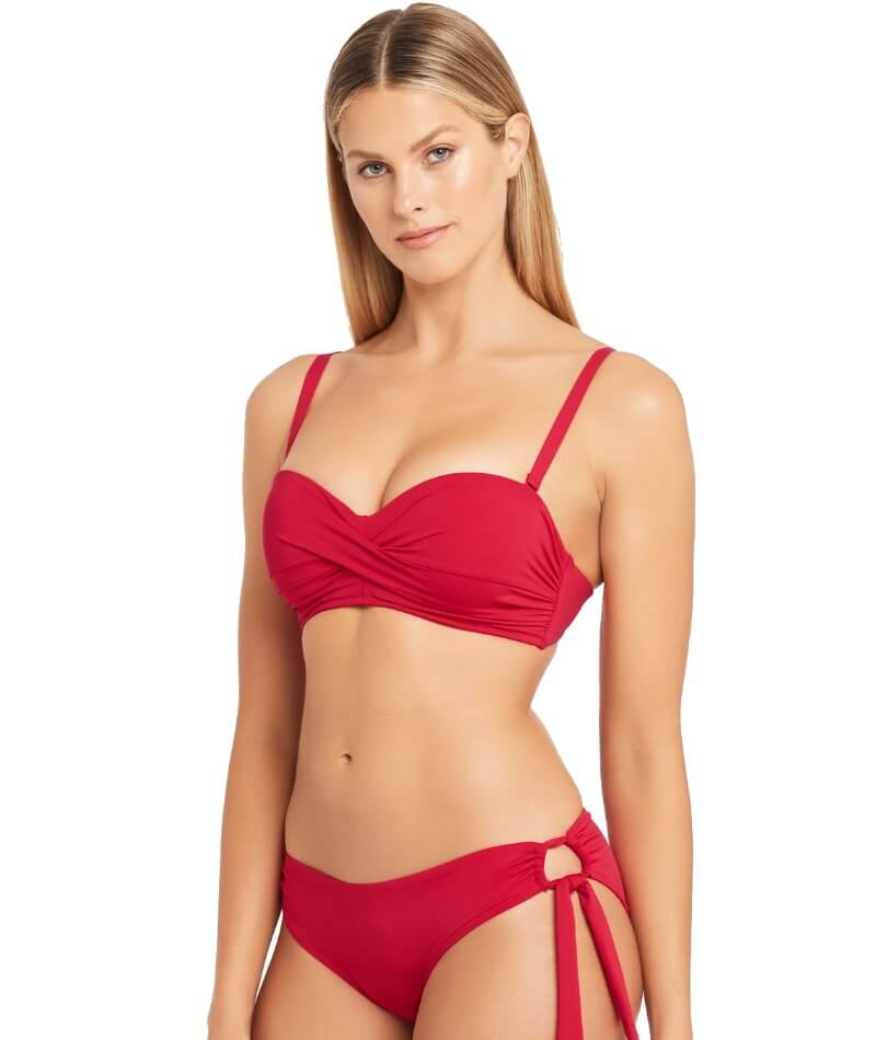 Sea Level Essentials Tie Side Hipster Bikini Brief - Red Swim 