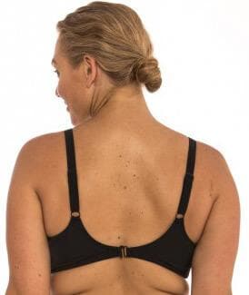 Capriosca Plain Matt Bikini Top with Shirring - Black Swim 