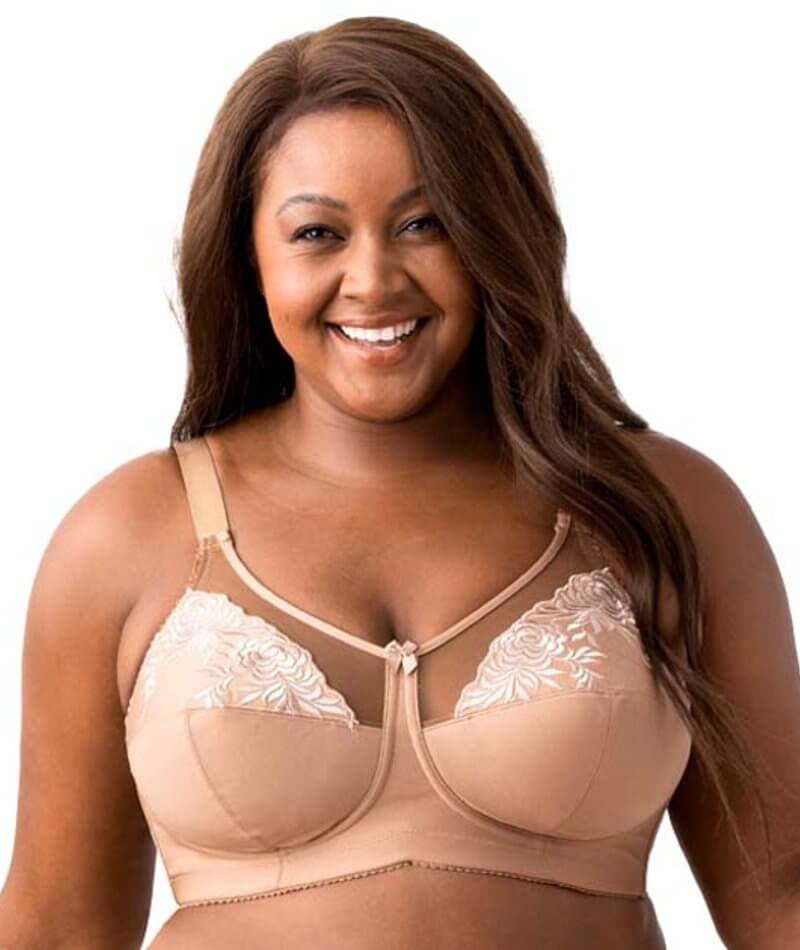 Elila Embroidered Wire-Free Bra - Mocha - Curvy