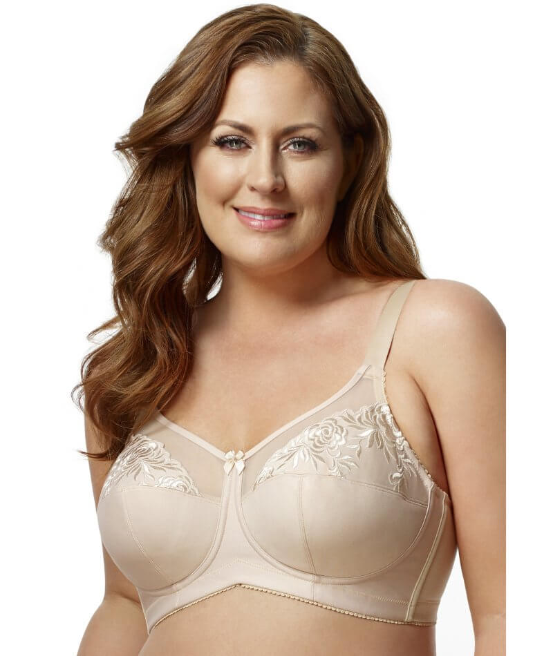 Elila Embroidered Wire-Free Bra - Nude - Curvy