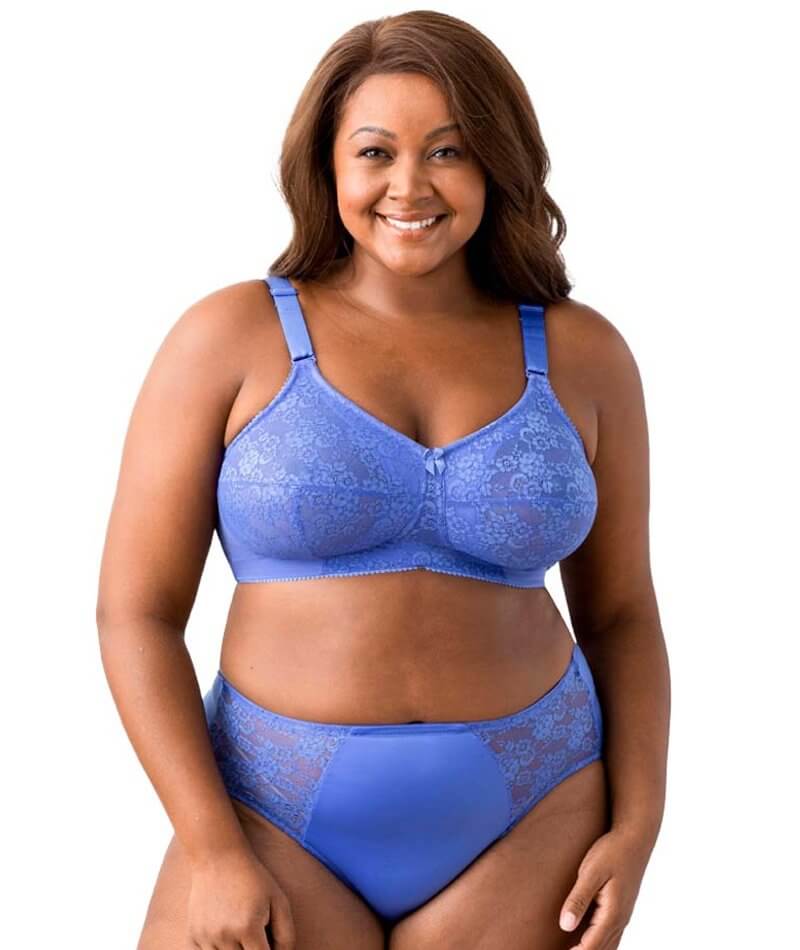 Elila Embroidered Lace Wire-Free Bra - Cobalt - Curvy