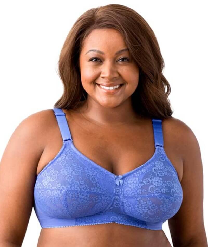Elila Embroidered Lace Wire-Free Bra - Cobalt - Curvy