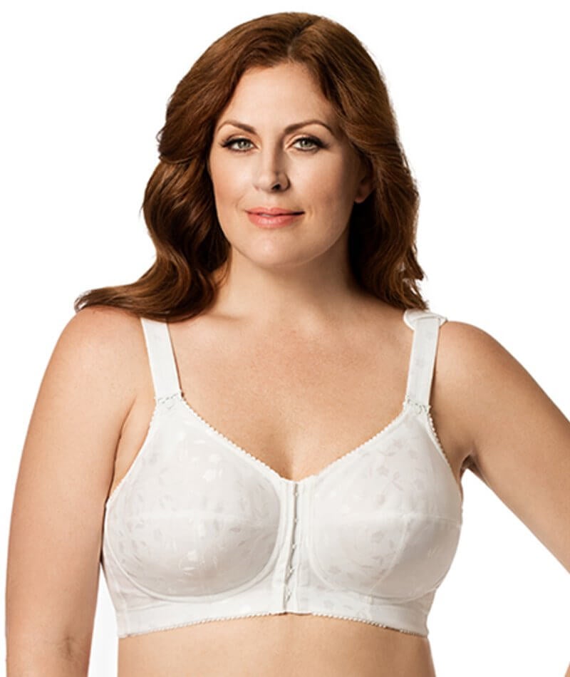 Non-wired front closure bra in antique white Ideal Posture