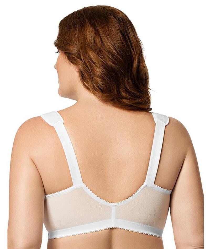 Elila Front Opening Wire-Free Posture Bra - White - Curvy