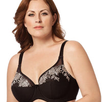 Elila Embroidered Microfiber Underwired Bra - Black Silver