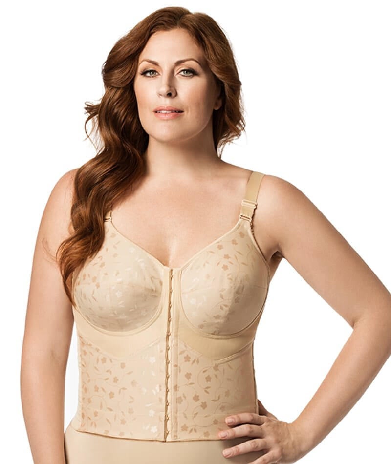 Elila Wire-Free Front Opening Longline Bra - Nude - Curvy