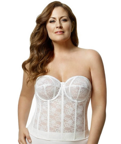 Elila Underwired Lace Strapless Longline Bra - White Corsets 12B White