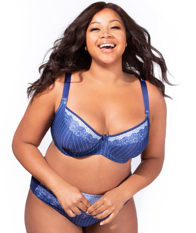 Elila Printed Balcony Underwire Bra - Bluewhite Bras