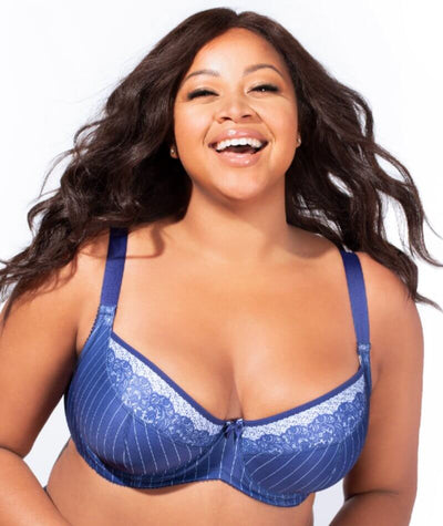 Elila Printed Balcony Underwire Bra - Bluewhite Bras