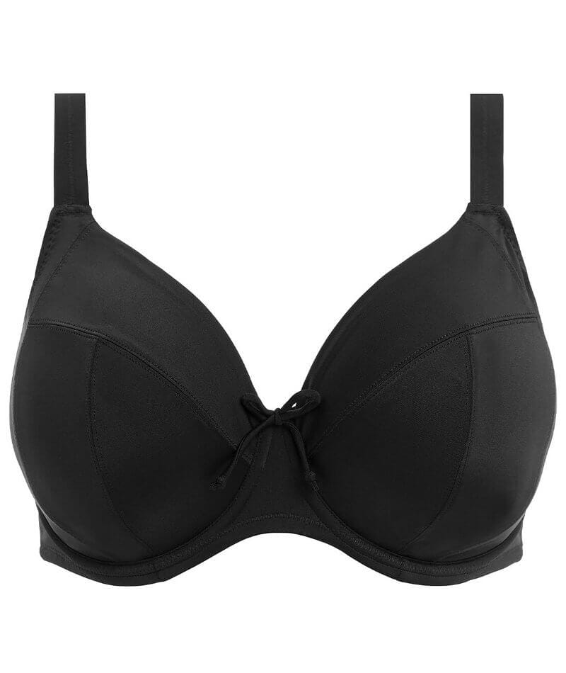 Elomi Swim Plain Sailing Underwired Plunge Bikini Top Black Curvy