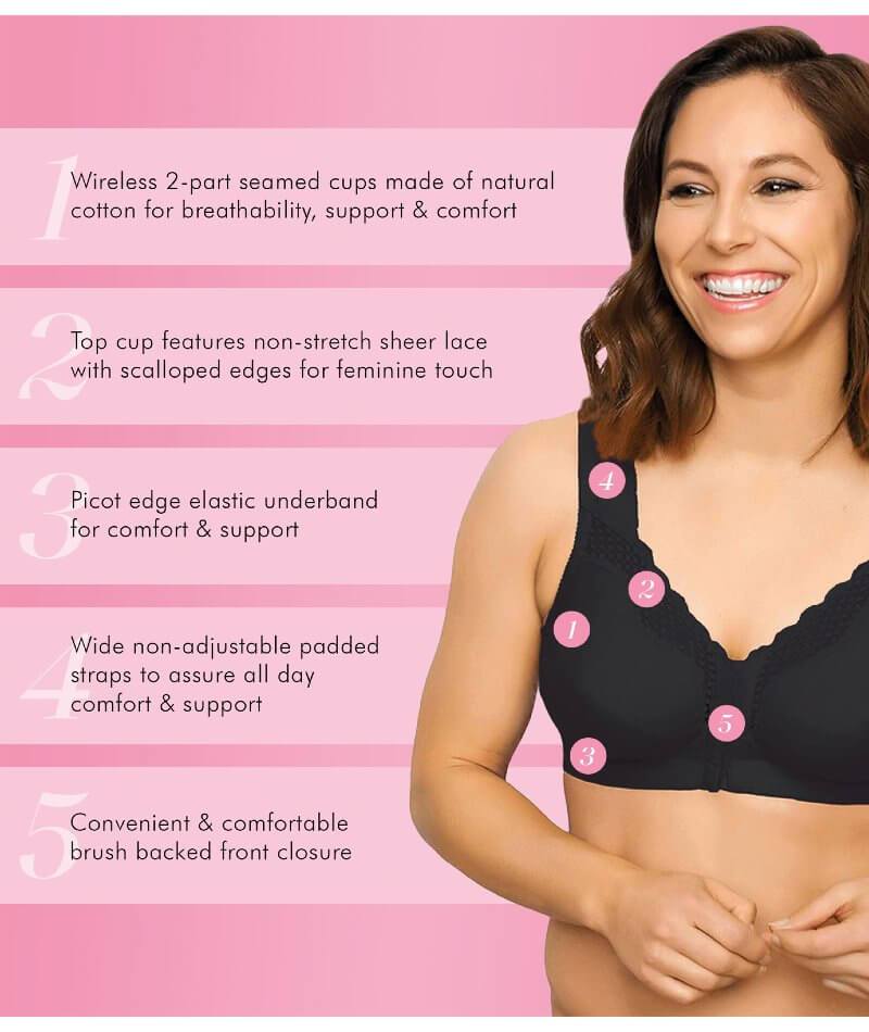 Exquisite Form Fully Front Close Cotton Posture Bra With Lace Bras 