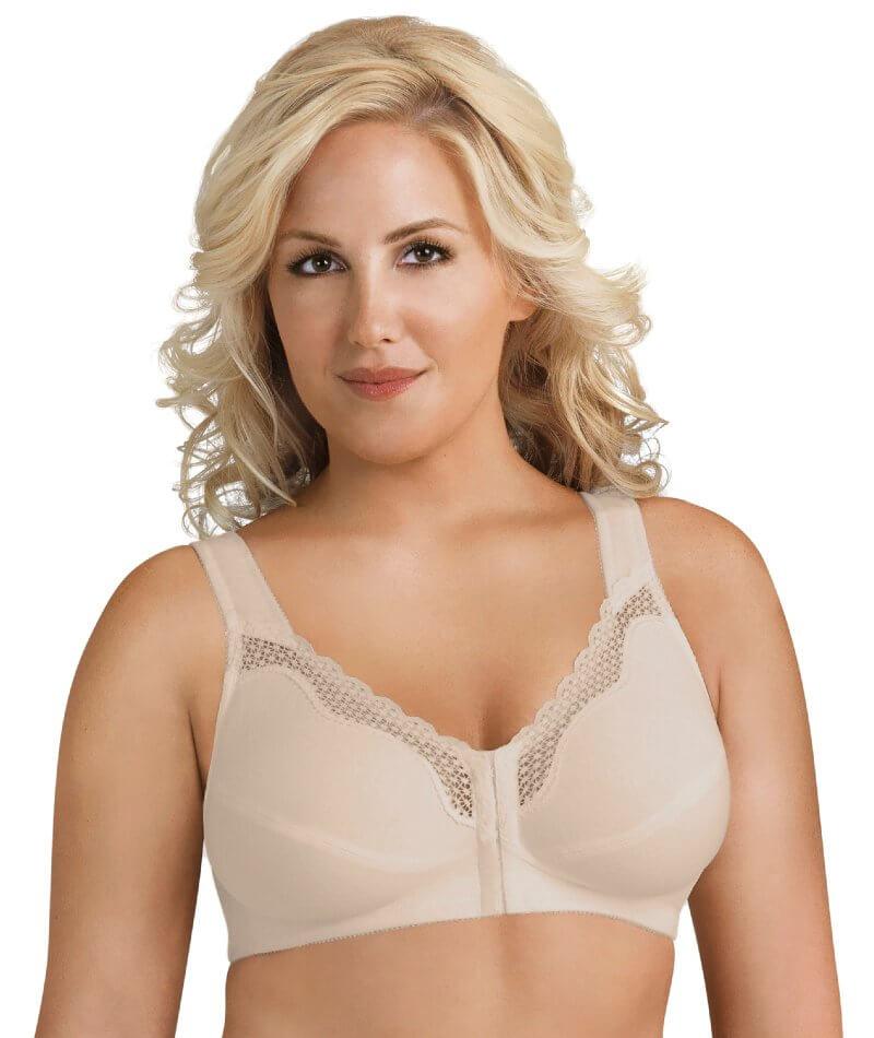Exquisite Form Fully Front Close Cotton Posture Bra With Lace - Nude Bras 12B Nude 