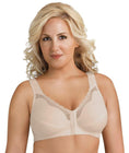Exquisite Form Fully Front Close Wire-Free Cotton Posture Bra With Lace - Nude Swatch Image