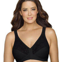 Exquisite Form Fully Front Close Wire-Free Posture Bra With Lace - Black