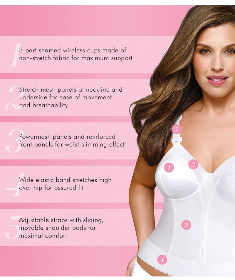 Exquisite Form Fully Back Close Longline Bra - White Bras 