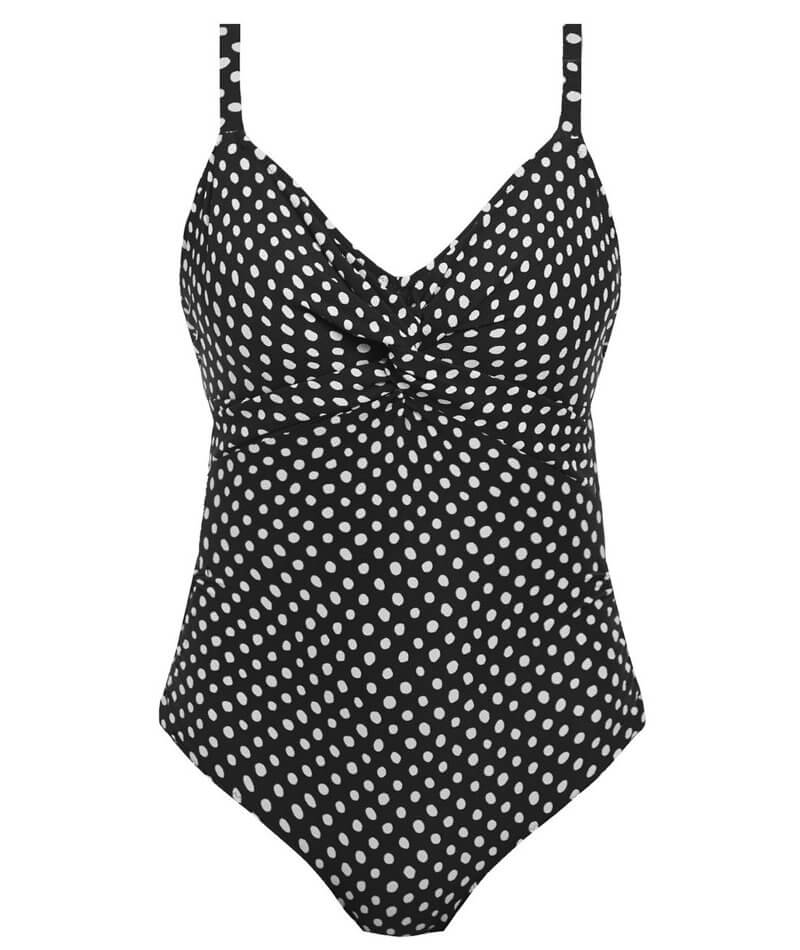 Fantasie Swim Santa Monica Underwired Twist Front One Piece Swimsuit - Black & White Swim 