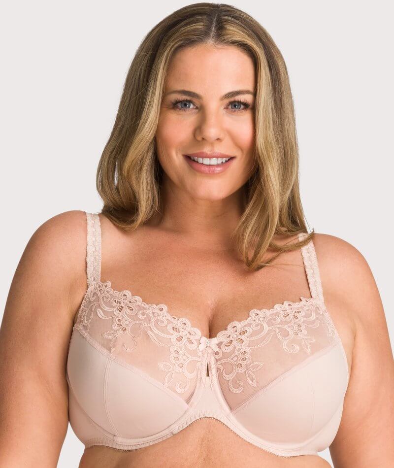 White Bra Womens Satin & Lace Underwired Firm Control Plus Size Large Full  Cup