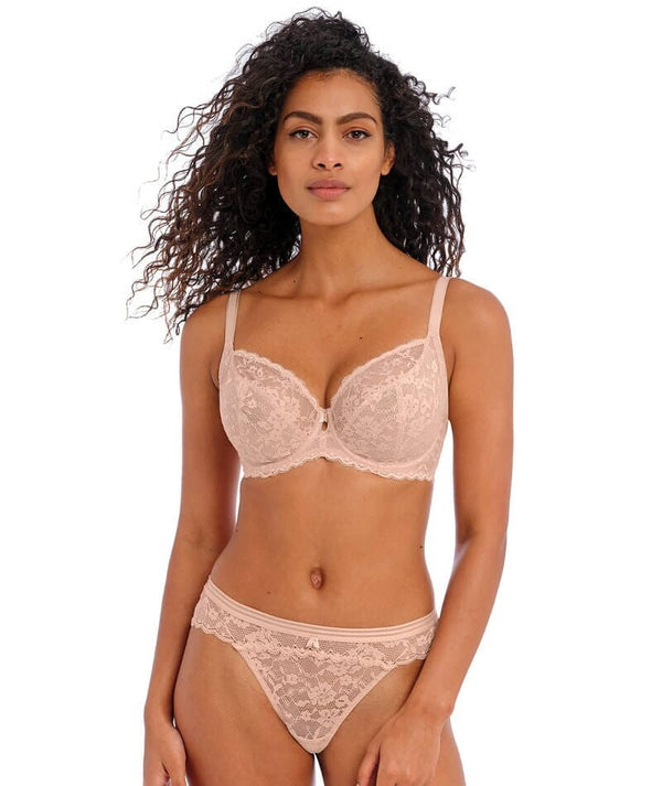 Freya Offbeat Underwired Plunge Bra - Natural Beige - Curvy