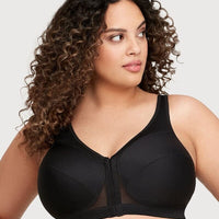 Glamorise Magiclift Front-Closure Posture Back Wire-Free Bra - Black