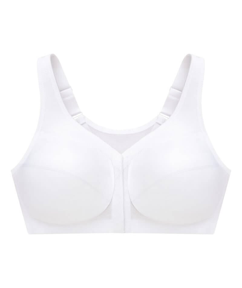 Glamorise MagicLift Front-Closure Posture Back Wire-free Bra - White Bras 