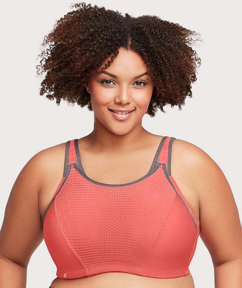 Glamorise Custom Control WonderWire Sports Bra Coral Gray Curvy