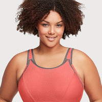 Glamorise Custom Control WonderWire Sports Bra - Coral/Gray