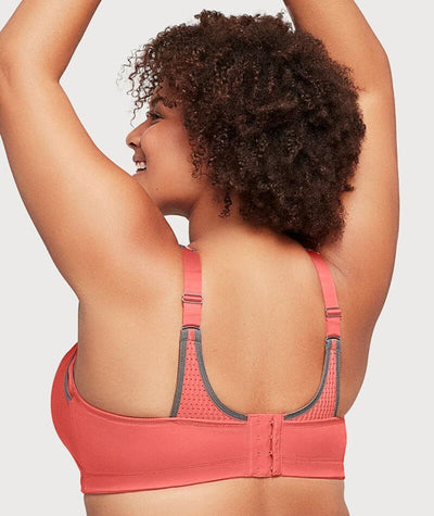 Glamorise Custom Control WonderWire Sports Bra - Coral/Gray Bras