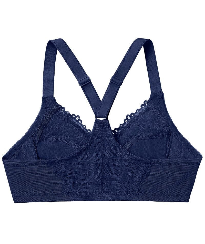 Glamorise Front-Closure T-Back WonderWire Bra - Blue Bras 