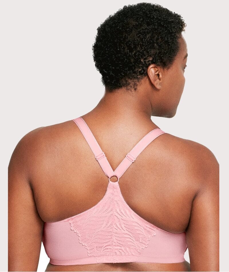 Glamorise Front-Closure T-Back WonderWire Bra - Blush - Curvy