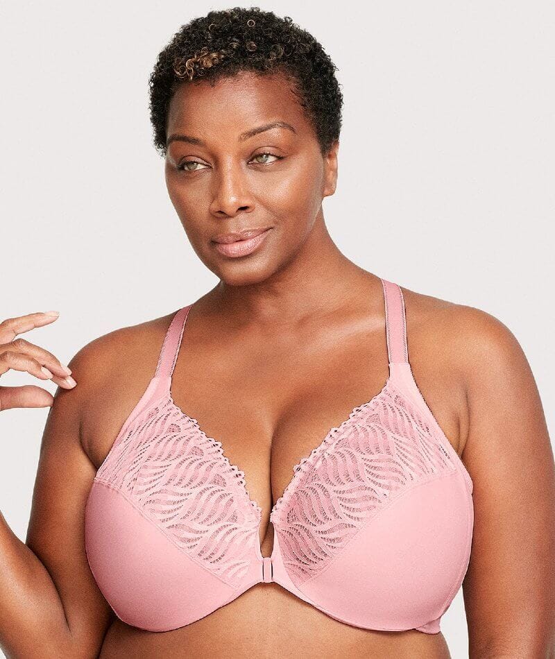 Glamorise Front-Closure T-Back WonderWire Bra - Blush - Curvy