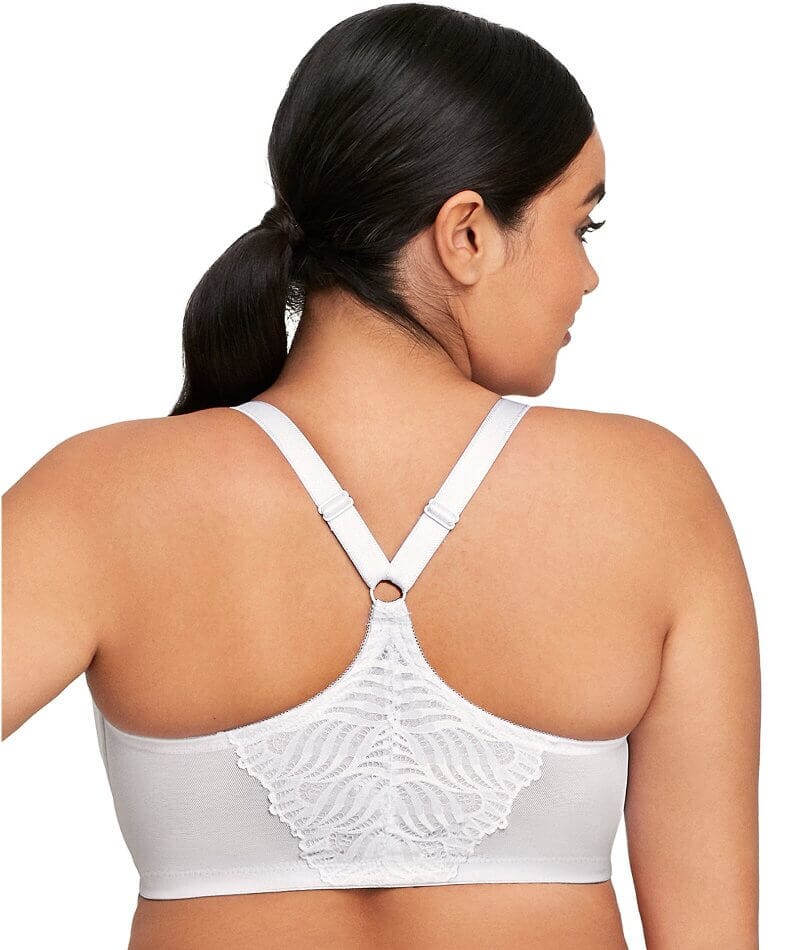 Glamorise Front Closure T Back WonderWire Bra White Curvy