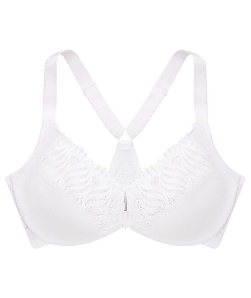 Glamorise Front-Closure T-Back WonderWire Bra - White Bras 