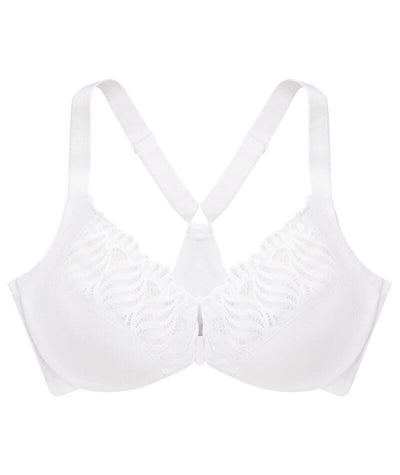 Glamorise Front-Closure T-Back WonderWire Bra - White Bras