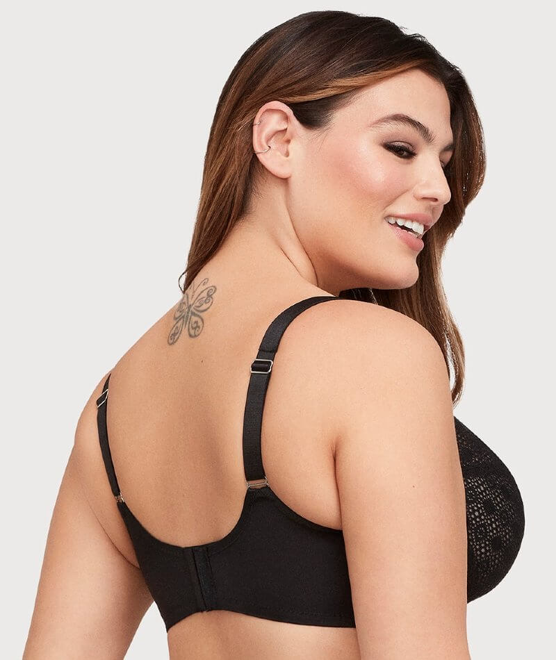 Glamorise Lace Comfort WonderWire Bra - Black - Curvy