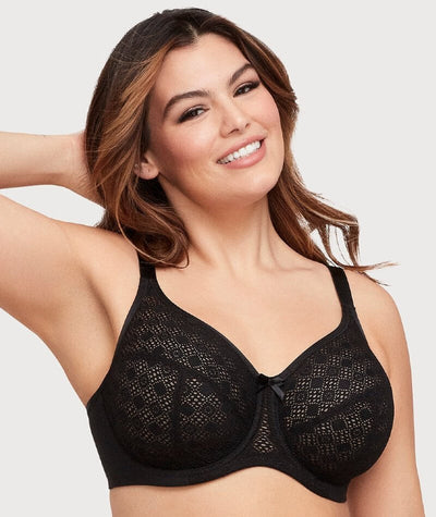 Glamorise Lace Comfort WonderWire Bra - Black Bras