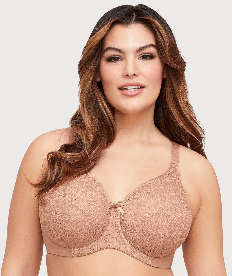 Glamorise Lace Comfort WonderWire Bra - Cappuccino - Curvy