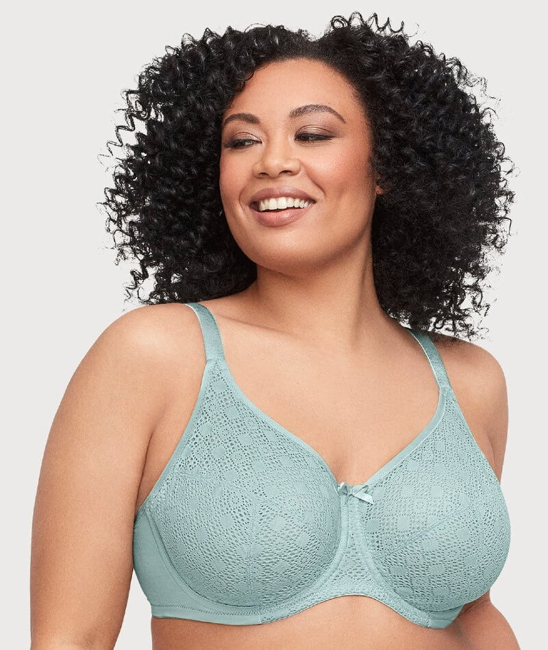 Glamorise Lace Comfort WonderWire Bra - Jade - Curvy