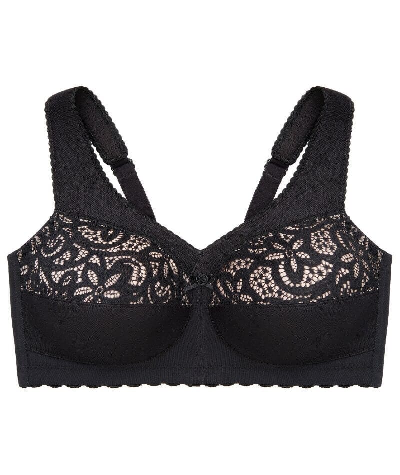 Glamorise Magiclift Cotton Support WireFree Bra Black Curvy
