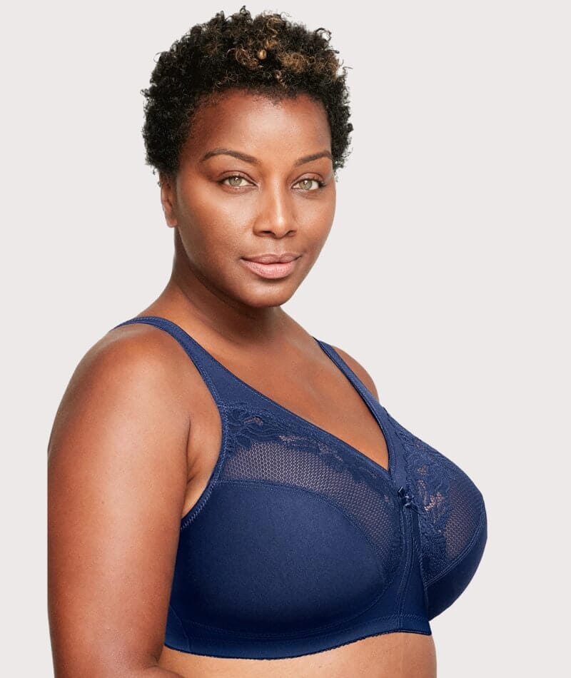 Glamorise Magiclift Minimizer Wire-Free Bra - Blue - Curvy