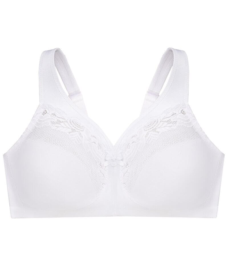 Glamorise MagicLift Minimizer Wire-free Bra - White Bras 