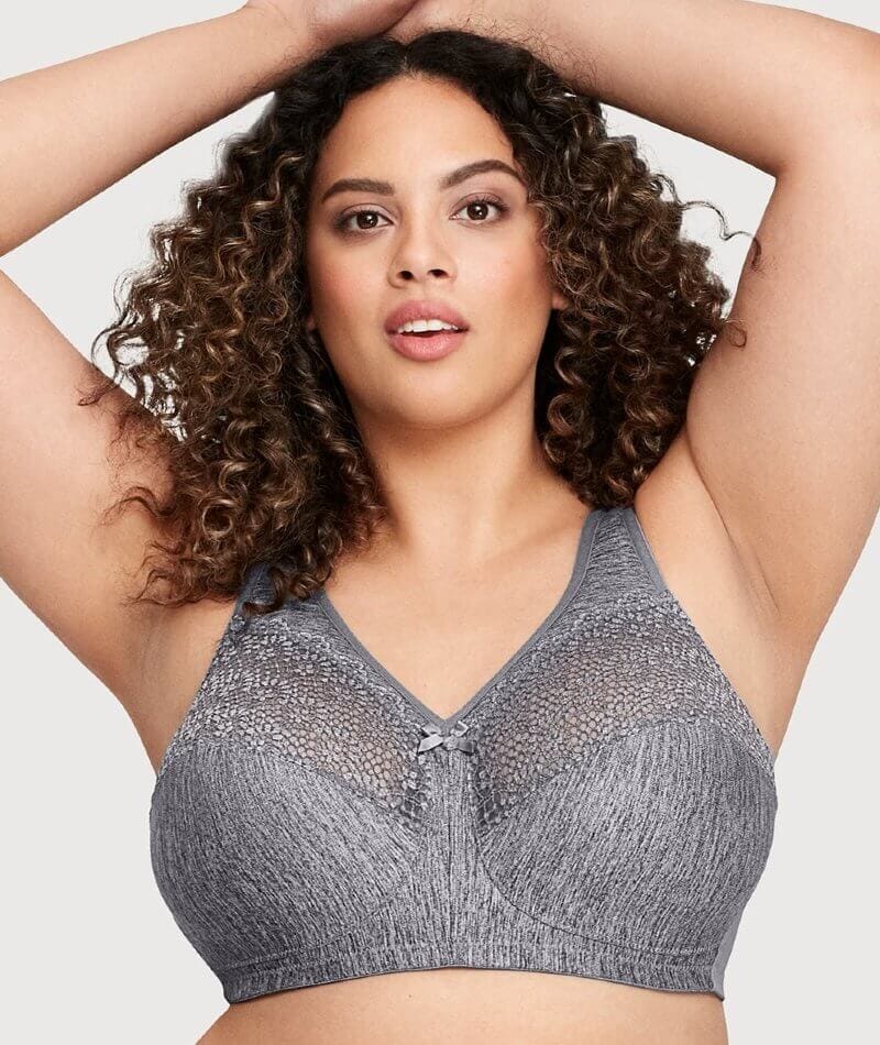 Glamorise Magiclift Moisture Control Wire-Free Bra - Gray - Curvy