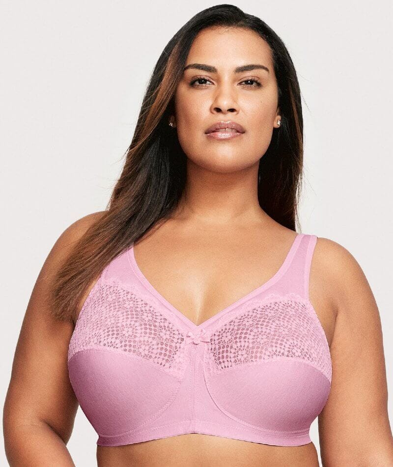 Glamorise Magiclift Moisture Control Wire-Free Bra - Pink Heather - Curvy