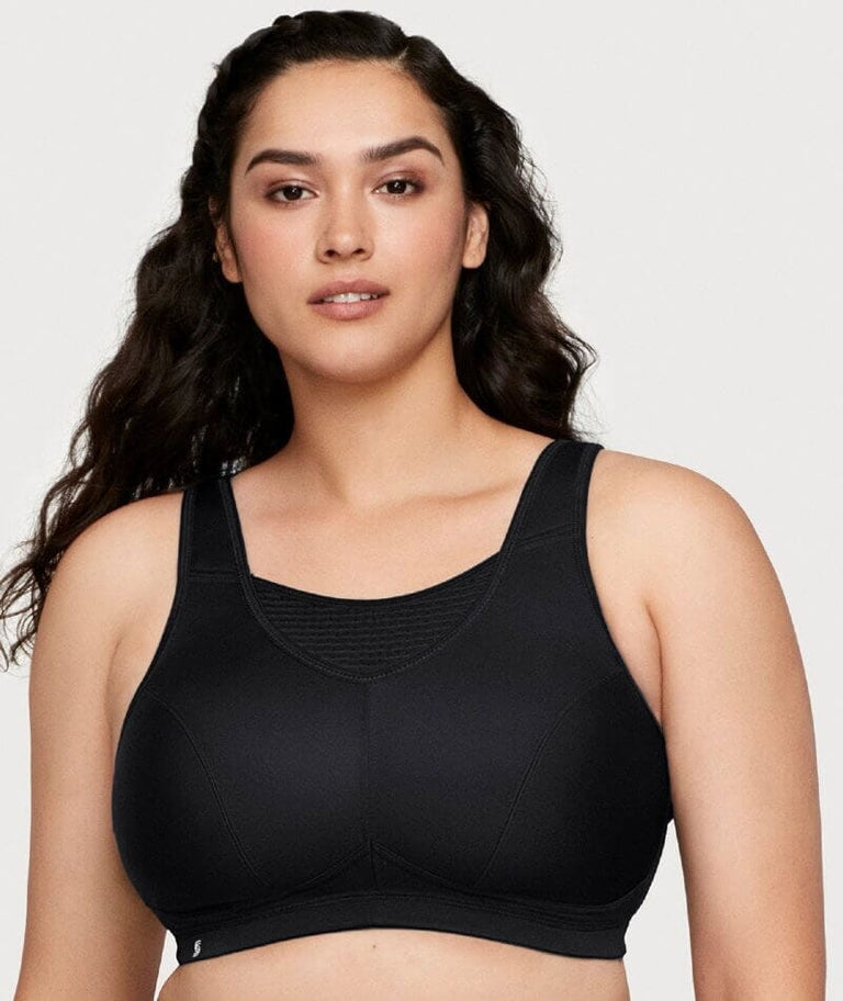 Sujetador Deportivo Glamorise Sin Aros #1068 - Malla Transpirable, Soporte Completo, Talla 34D Negro - Ajuste Personalizable