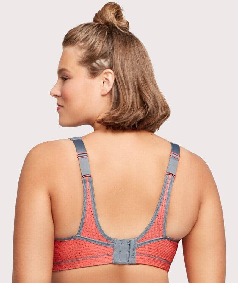 Glamorise No-Bounce Camisole Elite Wire-free Sports Bra - Gray/Coral Bras 