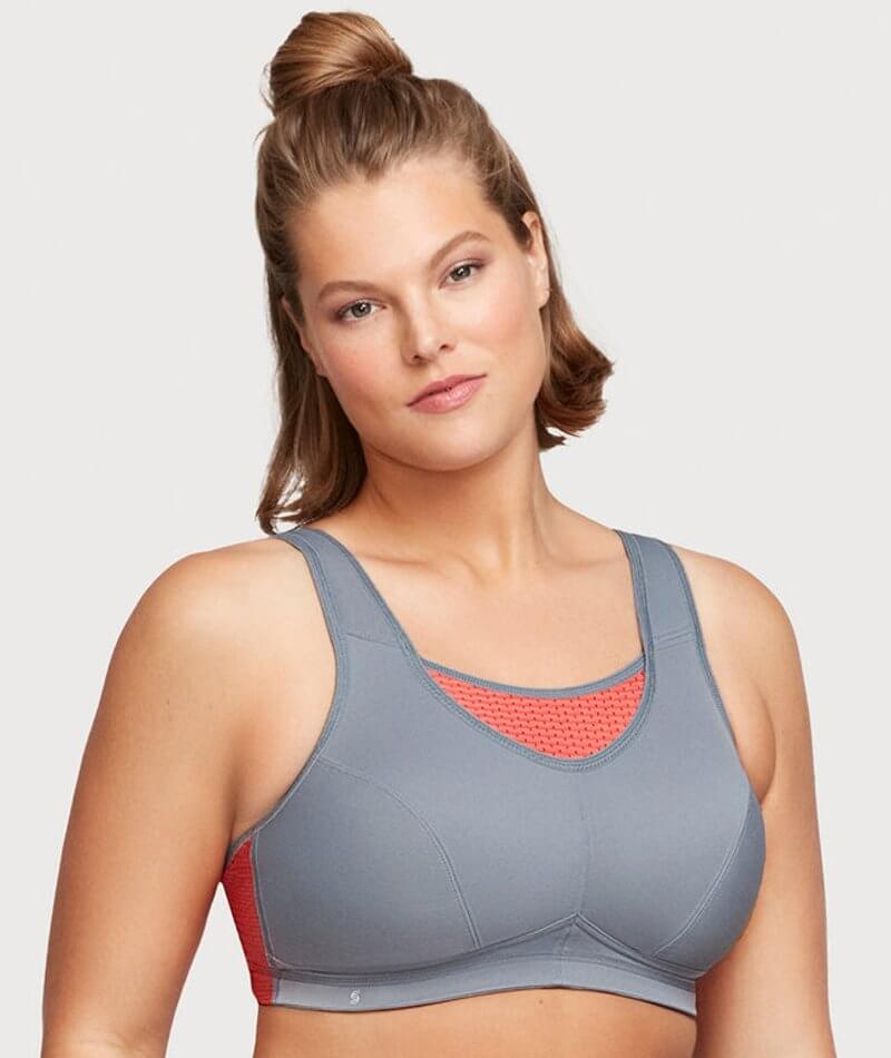 Glamorise No-Bounce Camisole Elite Sports Bra - Gray/Coral Bras 