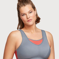 Glamorise No-Bounce Camisole Elite Wire-Free Sports Bra - Gray/Coral